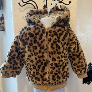 Little Me Tan and Black Animal Print Jacket With Hood Size 24 Months